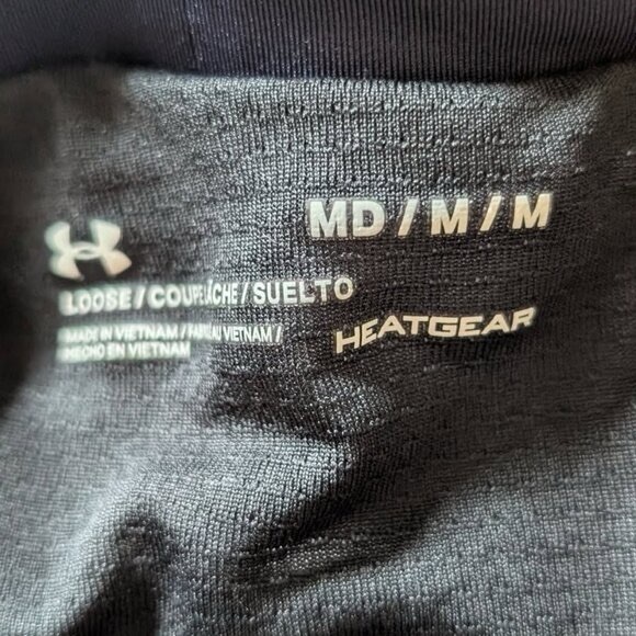 Under Armour Shorts Gray with Navy Trim Elastic Drawstring Waistline Inner Line - Picture 4 of 5